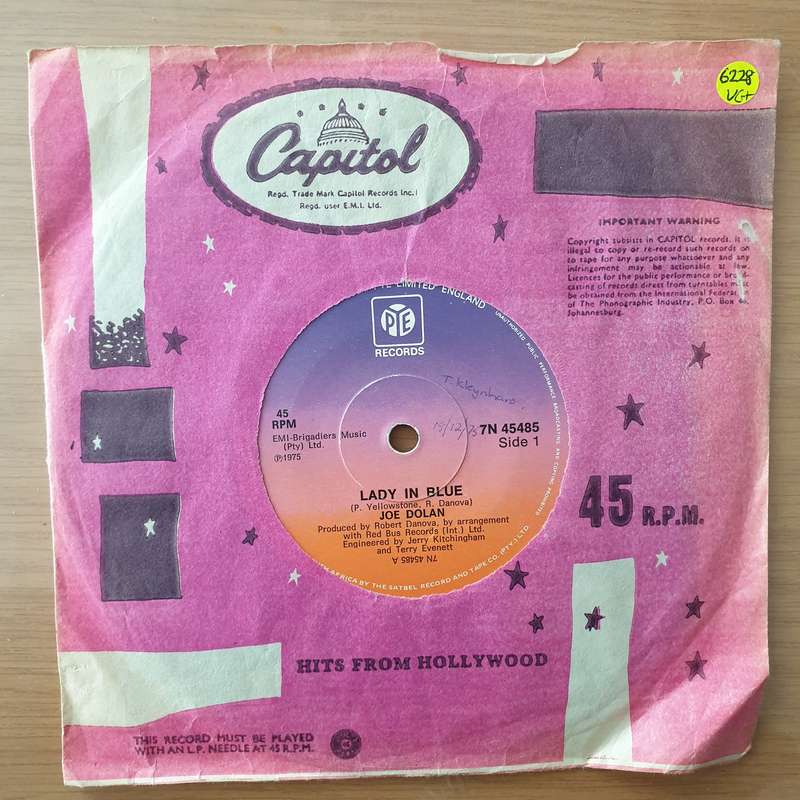 Joe Dolan  Lady In Blue - Vinyl 7" Record - Very-Good+ Quality (VG+) (verygoodplus7)