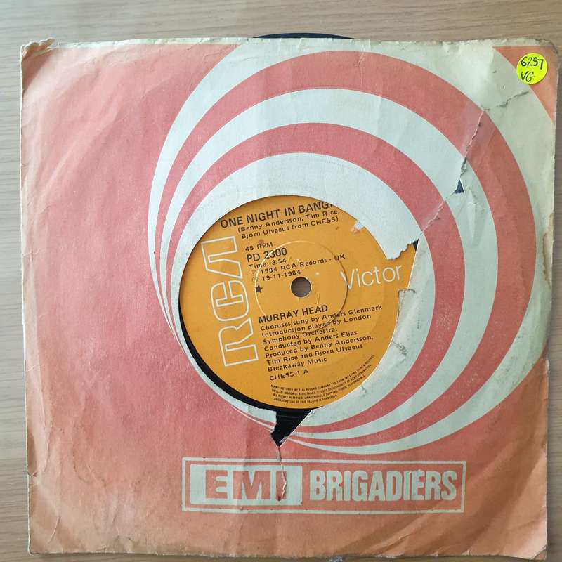 Murray Head  One Night In Bangkok - Vinyl 7" Record - Very-Good Quality (VG)  (verry7)