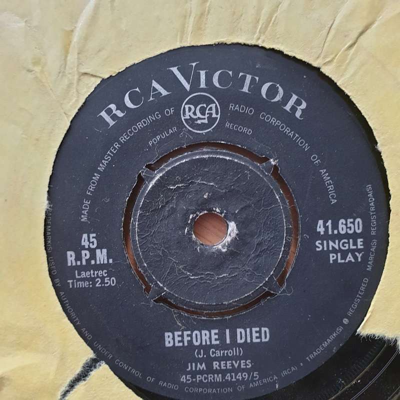 Jim Reeves  Before I Died / A Stranger's Just A Friend - Vinyl 7" Record - Good+ Quality (G+) ...