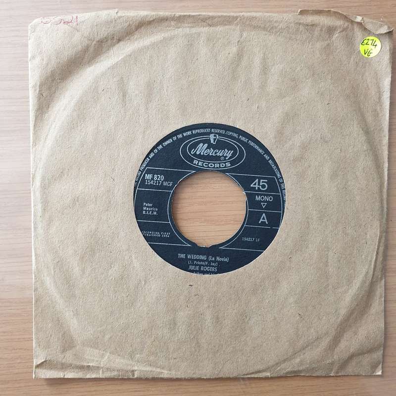 Julie Rogers  The Wedding (La Novia) - Vinyl 7" Record - Very-Good Quality (VG)  (verry7)