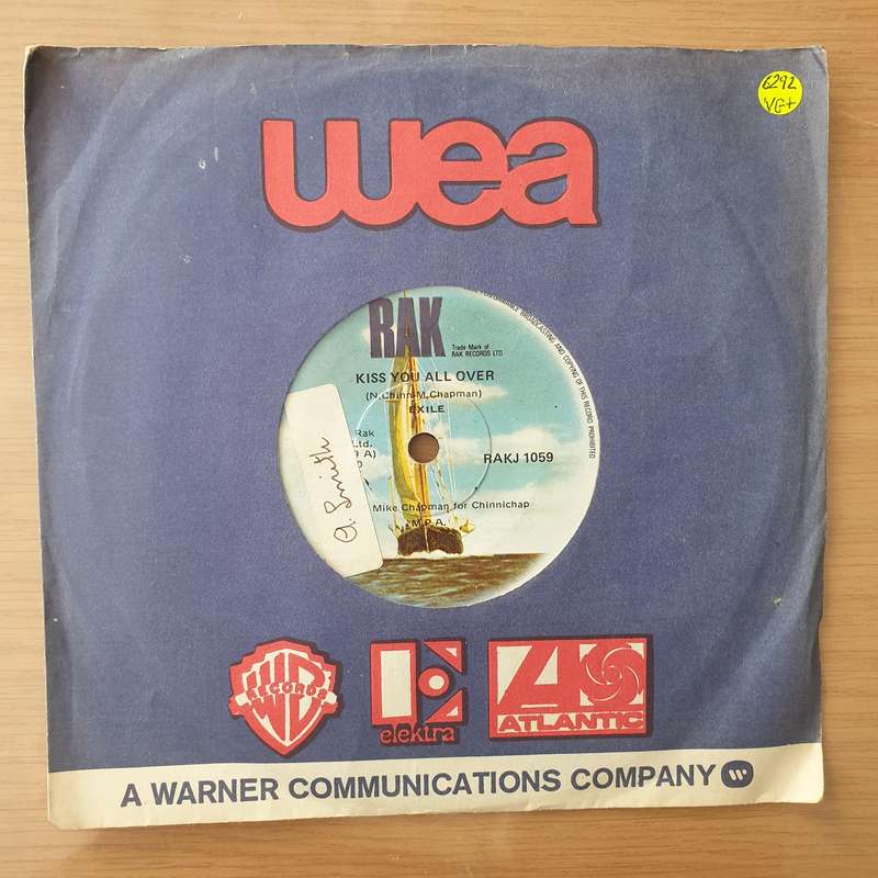 Exile  Kiss You All Over - Vinyl 7" Record - Very-Good+ Quality (VG+) (verygoodplus7)