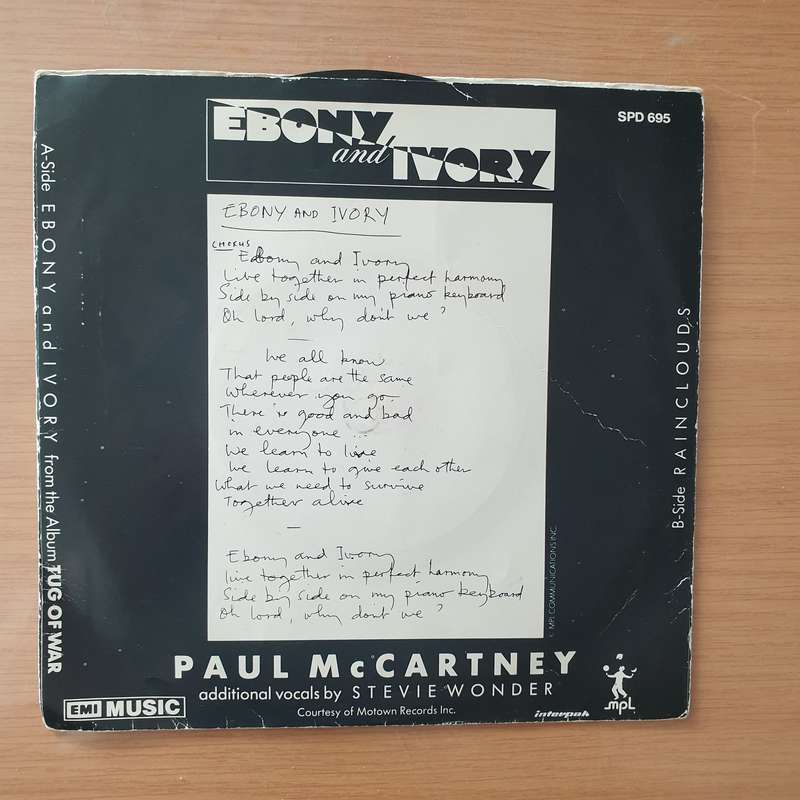 Paul McCartney  Ebony And Ivory - Vinyl 7" Record - Very-Good+ Quality (VG+) (verygoodplus7)