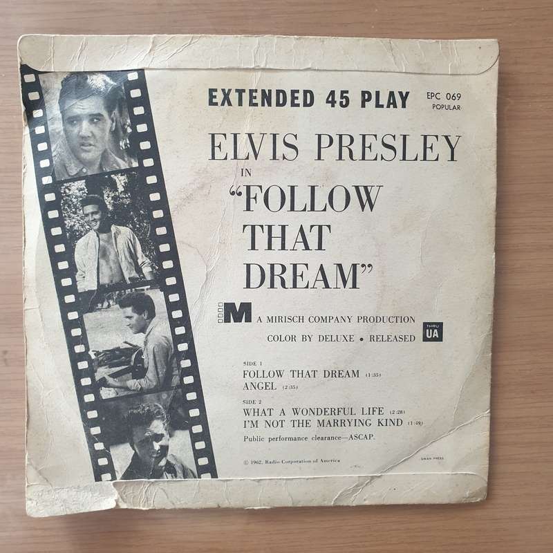 Elvis Presley  Follow That Dream - Vinyl 7" Record - Very-Good+ Quality (VG+) (verygoodplus7)