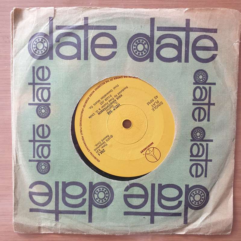 Kris Kristofferson  Why Me / Help Me - Vinyl 7" Record - Very-Good+ Quality (VG+) (verygoodplus7)