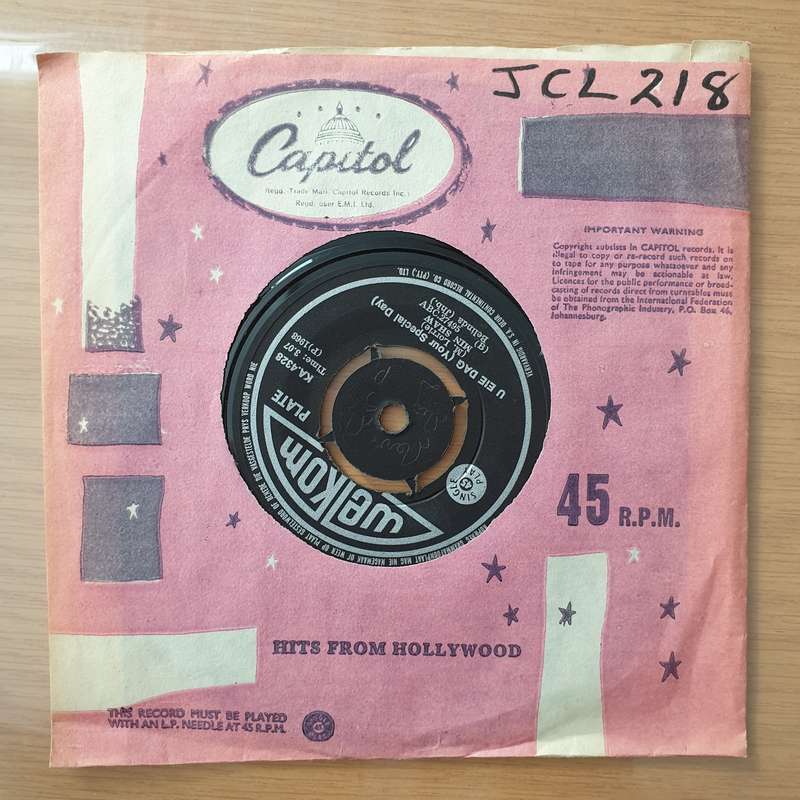 Min Shaw  Hanswors / U Eie Dag (Your Special Day) - Vinyl 7" Record - Very-Good+ Quality (VG+)...