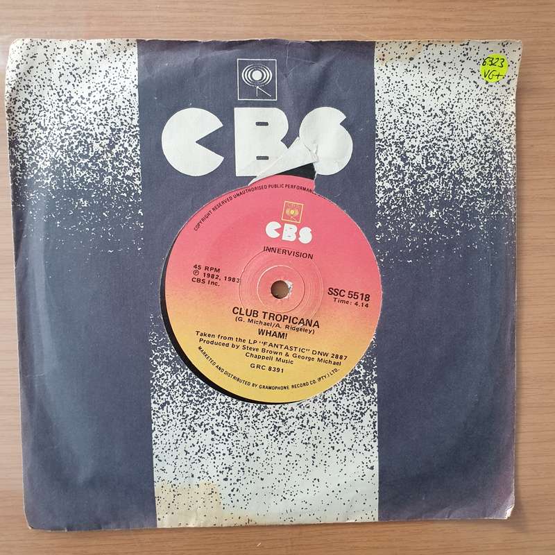 Wham!  Club Tropicana - Vinyl 7" Record - Very-Good+ Quality (VG+) (verygoodplus7)