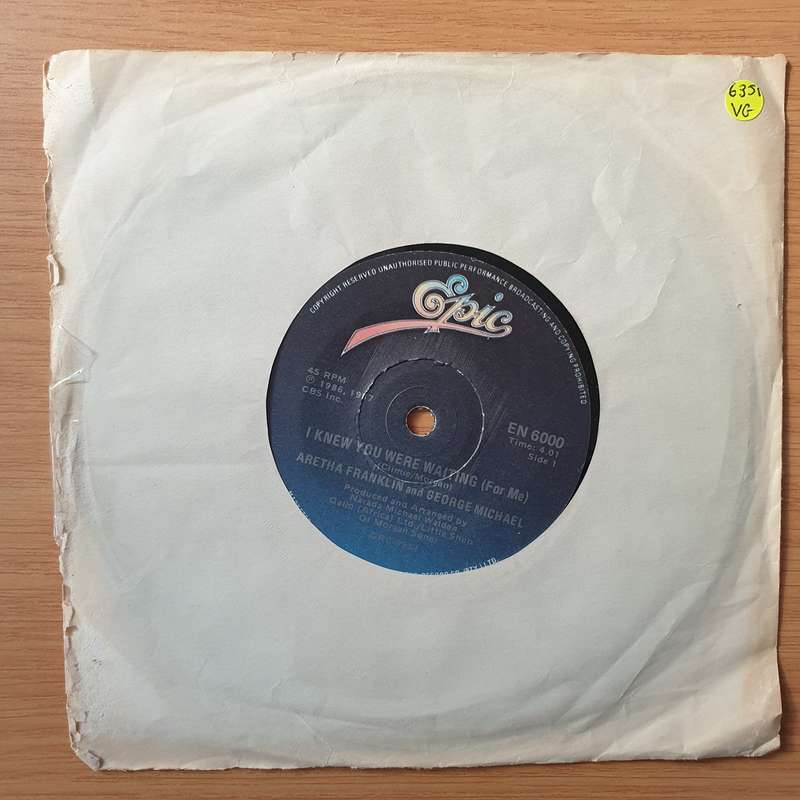 Aretha Franklin & George Michael  I Knew You Were Waiting (For Me) - Vinyl 7" Record - Very-Go...