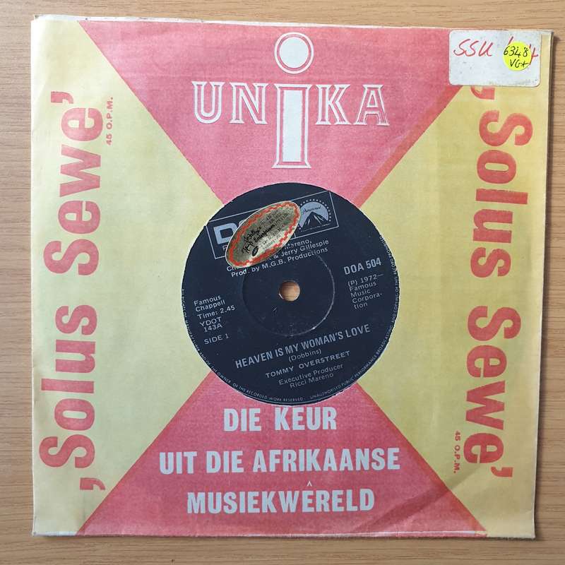 Tommy Overstreet  Heaven Is My Woman's Love - Vinyl 7" Record - Very-Good+ Quality (VG+) (very...