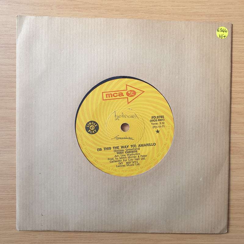Tony Christie  (Is This The Way To) Amarillo - Vinyl 7" Record - Very-Good+ Quality (VG+) (ver...