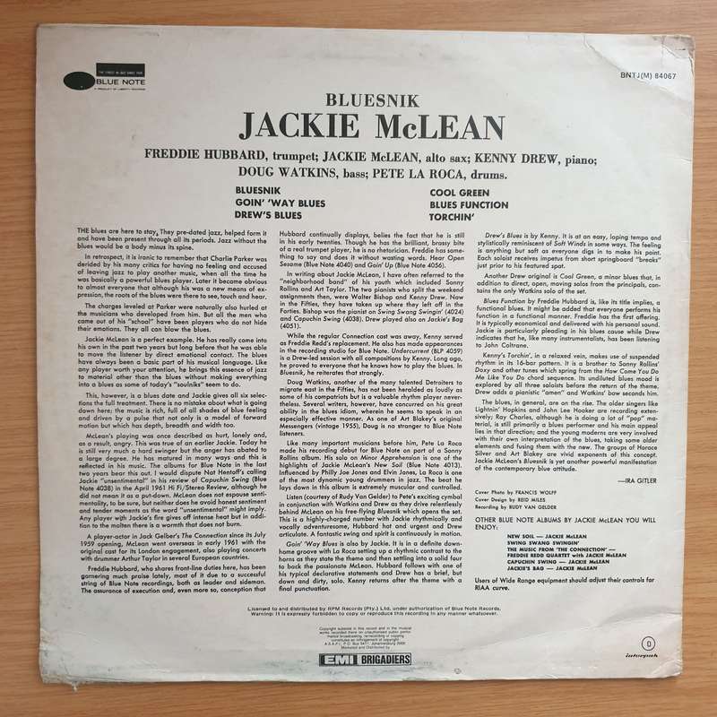 Jackie McLean  Bluesnik -  Vinyl LP Record - Very-Good+ Quality (VG+) (verygoodplus)