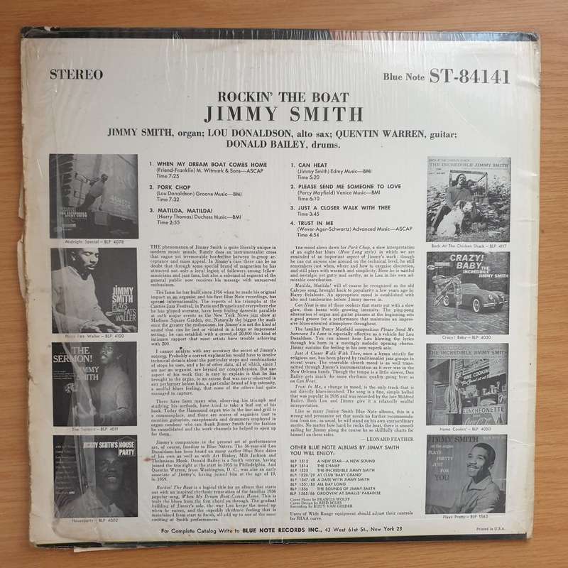Jimmy Smith - The Incredible Jimmy Smith  Rockin' The Boat -  Vinyl LP Record - Very-Good Qual...
