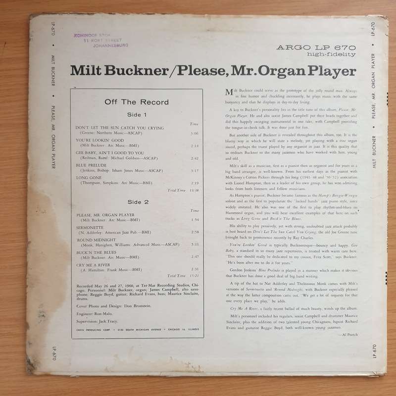 Milt Buckner  Please, Mr. Organ Player - Vinyl LP Record - Very-Good Quality (VG) (verry)