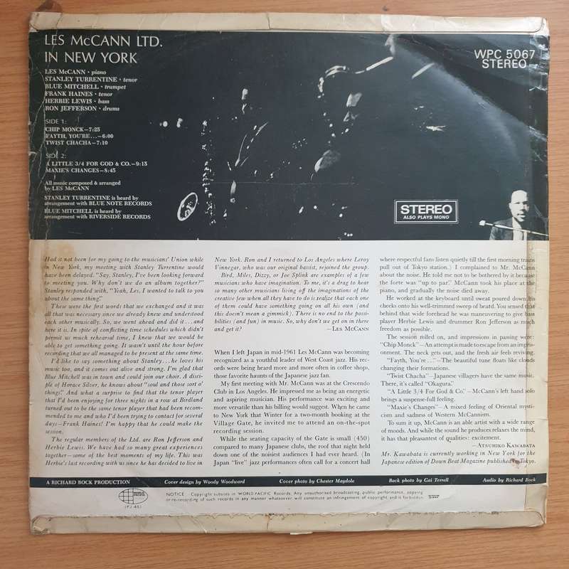 Les McCann Ltd. / Stanley Turrentine / Blue Mitchell  Les McCann In New York - Vinyl LP Record...