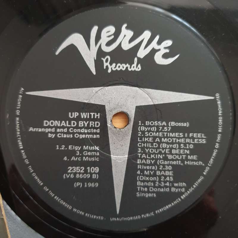 Donald Byrd  Up With Donald Byrd - Vinyl LP Record - Very-Good+ Quality (VG+) (verygoodplus)