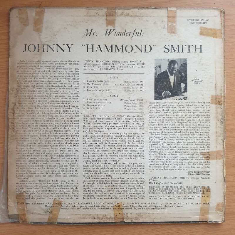 Johnny "Hammond" Smith  Mr. Wonderful - Vinyl LP Record - Good+ Quality (G+) (gplus)