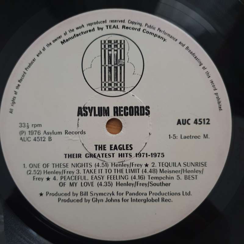 Eagles  Their Greatest Hits 1971-1975 (Rhodesia - Rare) - Vinyl LP Record - Very-Good+ Qual...