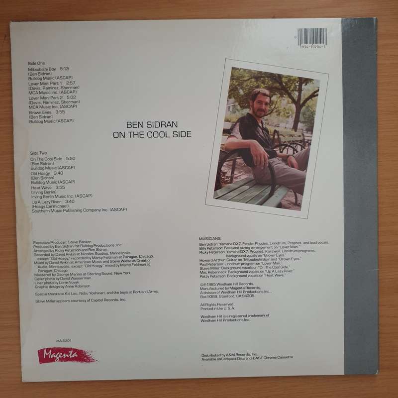 Ben Sidran  On The Cool Side - Vinyl LP Record - Very-Good+ Quality (VG+)