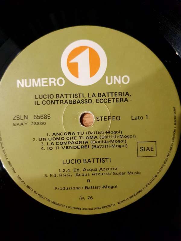 Lucio Battisti  Lucio Battisti, La Batteria, Il Contrabbasso, Eccetera - Vinyl LP Record - Ver...