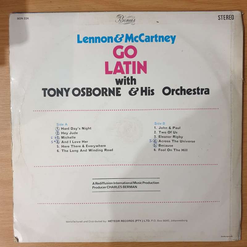 Tony Osborne & His Orchestra  Lennon & McCartney Go Latin With Tony Osborne - Vinyl LP Record ...