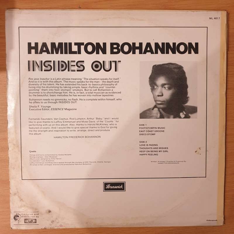 Hamilton Bohannon  Insides Out - Vinyl LP Record - Very-Good+ Quality (VG+) (verygoodplus)
