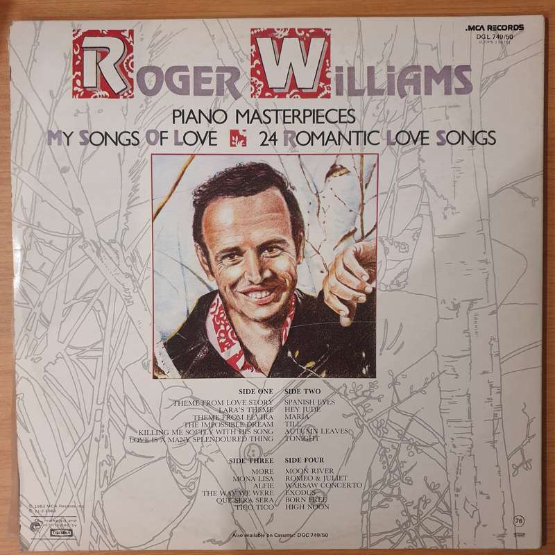 Roger Williams - My Songs of Love - Double Vinyl LP Record - Very-Good+ Quality (VG+) (verygoodplus)