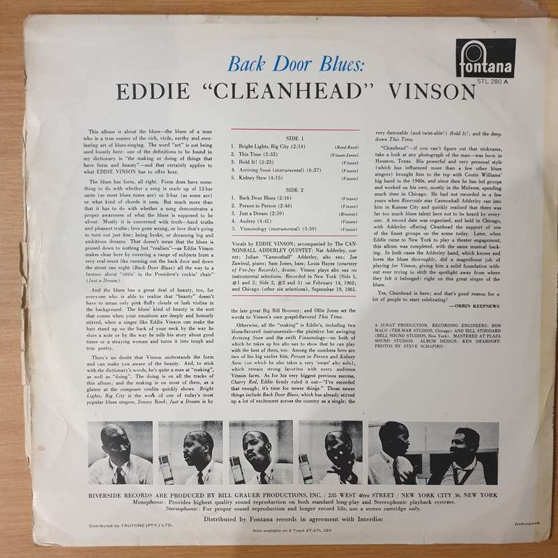 Eddie "Cleanhead" Vinson  Back Door Blues - Vinyl LP Record - Very-Good Quality (VG) (verry)