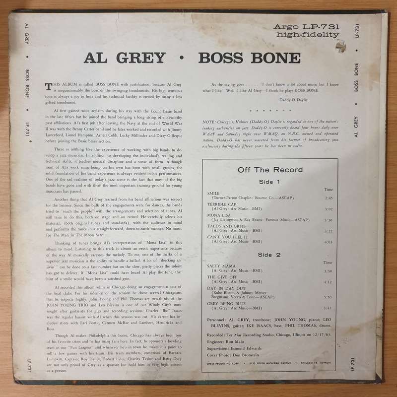 Al Grey  Boss Bone - Vinyl LP Record - Very-Good Quality (VG) (verry)