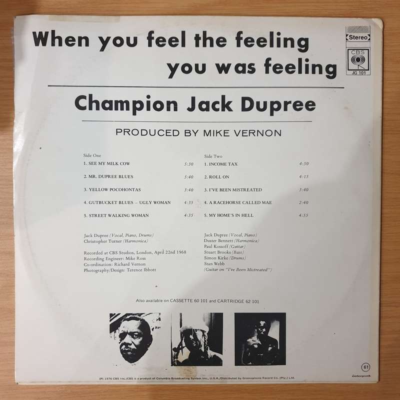 Champion Jack Dupree  When You Feel The Feeling You Was Feeling - Vinyl LP Record - Very-Good+...