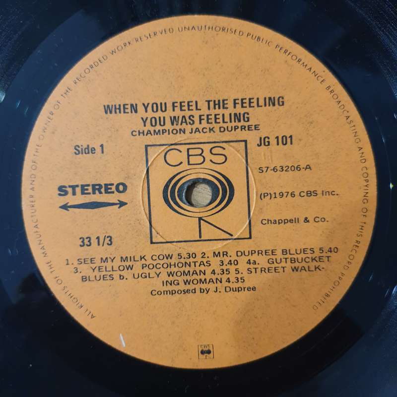 Champion Jack Dupree  When You Feel The Feeling You Was Feeling - Vinyl LP Record - Very-Good+...