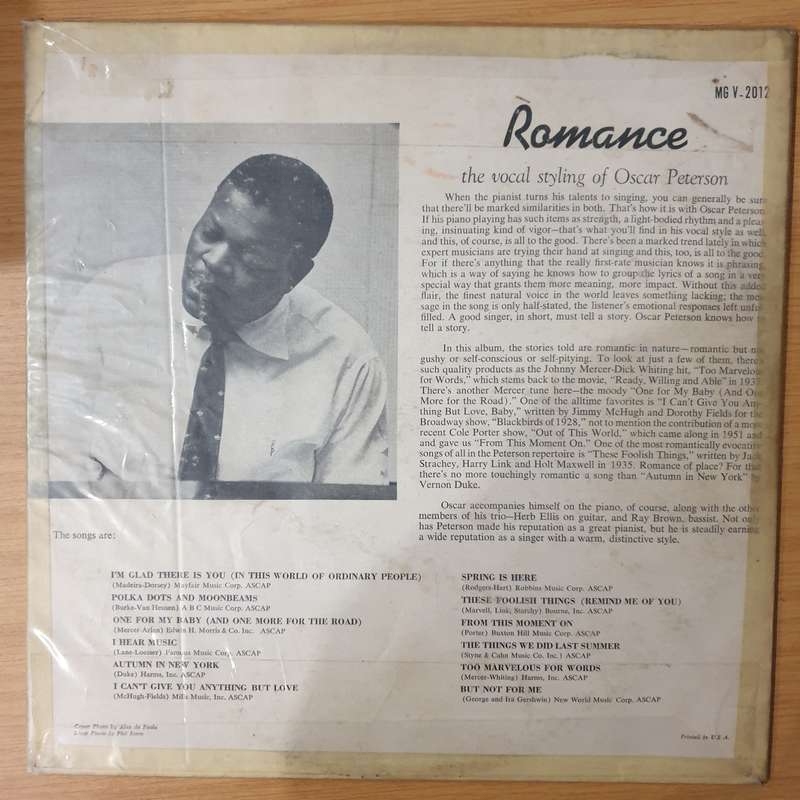 Oscar Peterson  Romance - The Vocal Styling Of Oscar Peterson - Vinyl LP Record - Very-Good+ Q...