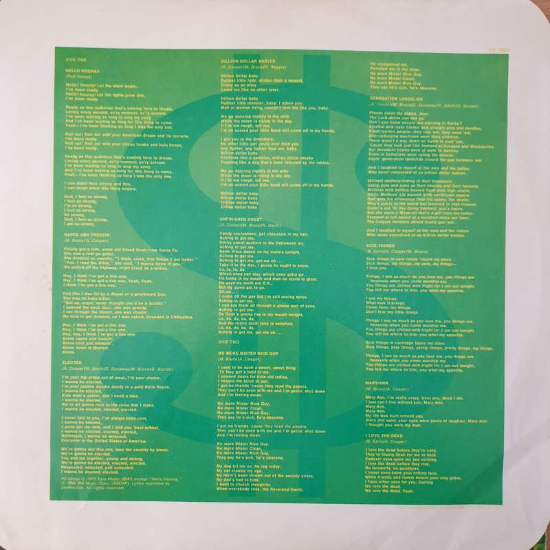 Alice Cooper  Billion Dollar Babies with Lyrics - Vinyl LP Record - Very-Good Quality (VG) (ve...