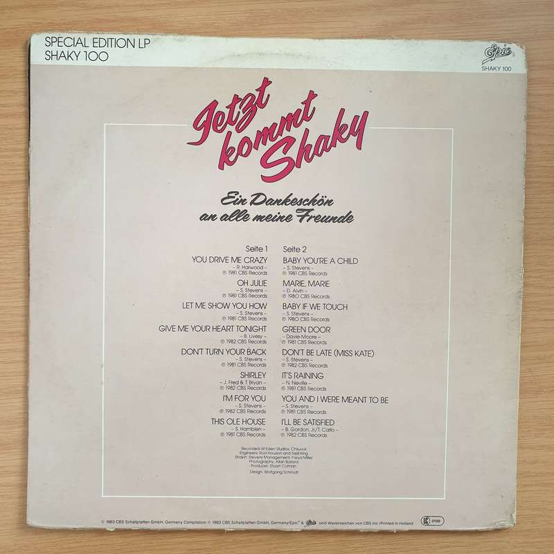 Shakin' Stevens  Jetzt Kommt Shaky (Ein Dankeschön An Alle Meine Freunde) - Vinyl LP Record -...