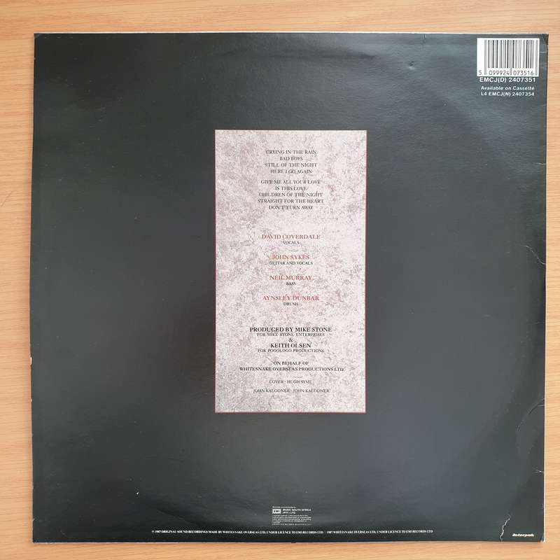 Whitesnake  1987 with Lyrics Inner - Vinyl LP Record - Very-Good+ Quality (VG+)
