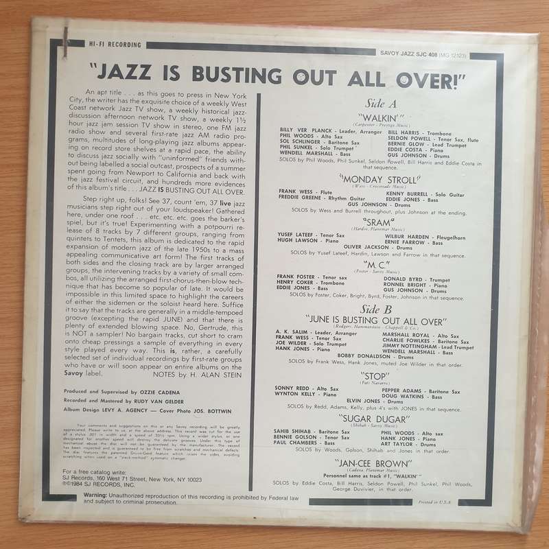 Jazz Is Busting Out All Over  Vinyl LP Record - Very-Good+ Quality (VG+) (verygoodplus)