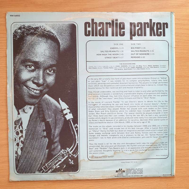 Charlie Parker  Charlie Parker  Vinyl LP Record - Very-Good+ Quality (VG+) (verygoodplus)