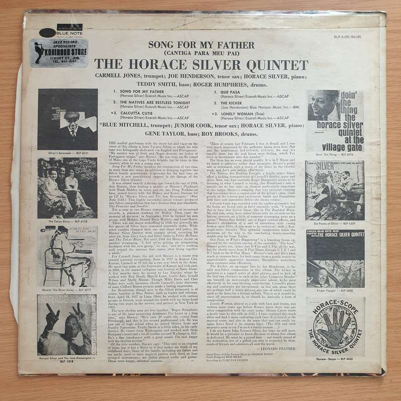 The Horace Silver Quintet  Song For My Father (Cantiga Para Meu Pai) - Vinyl LP Record - Very-...
