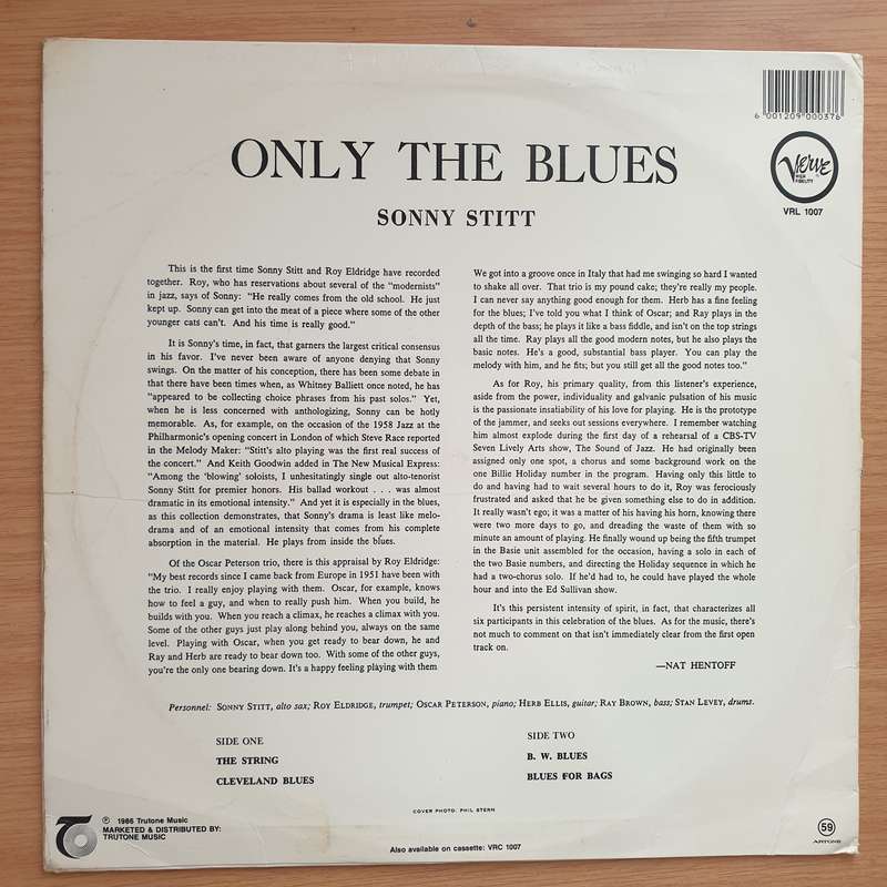 Sonny Stitt  Only The Blues - Vinyl LP Record - Very-Good Quality (VG)