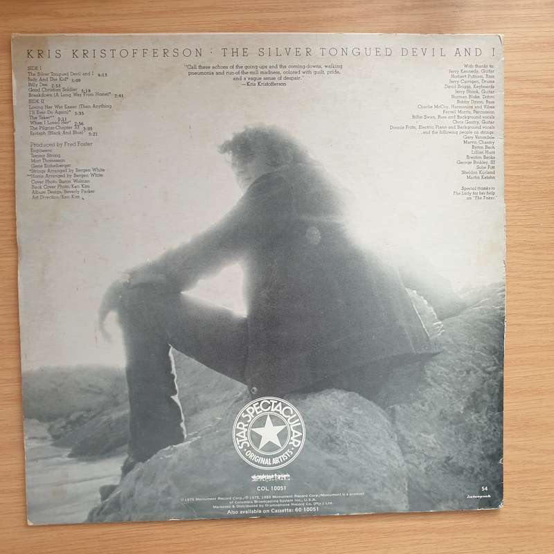 Kris Kristofferson - The Silver Tongued Devil and I - Vinyl LP Record - Very-Good+ Quality (VG+)