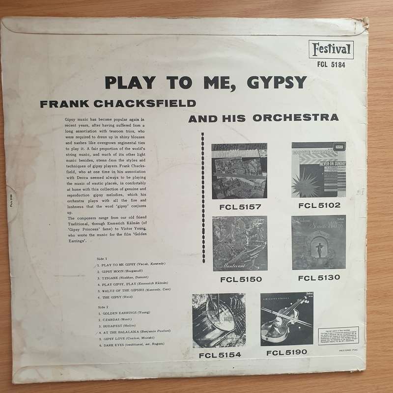 Frank Chacksfield - Play To Me Gypsy  - Vinyl LP Record - Very-Good- Quality (VG-) (minus)