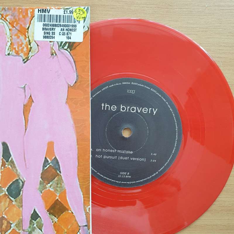 The Bravery  An Honest Mistake - Red - Vinyl 7" Record - Very-Good+ Quality (VG+) (verygoodplus7)