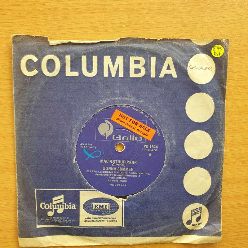Donna Summer  Mac Arthur Park - Promotional Record - Vinyl 7" Record - Very-Good+ Quality (VG+...