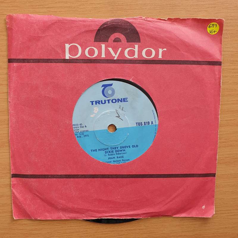 Joan Baez  The Night They Drove Old Dixie Down - Vinyl 7" Record - Very-Good+ Quality (VG+) (v...