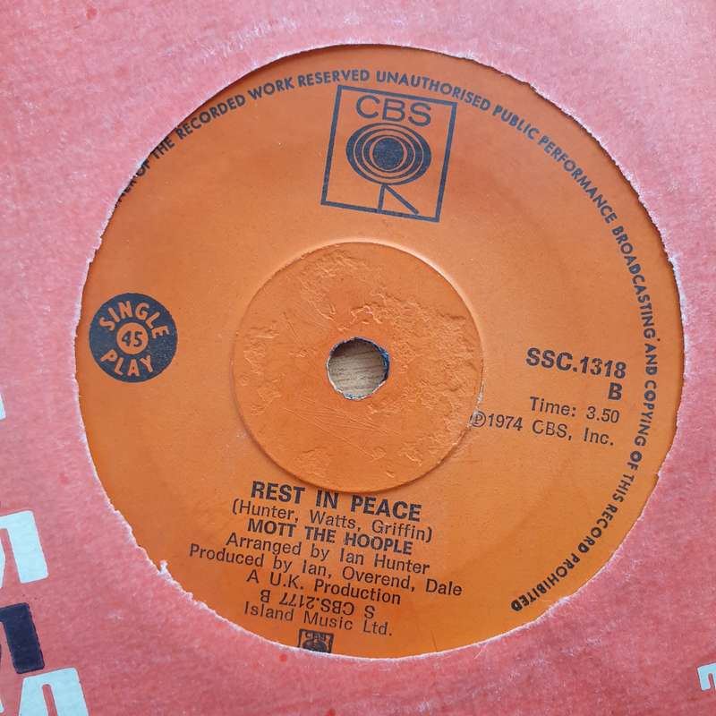 Mott The Hoople  The Golden Age Of Rock 'N' Roll - Vinyl 7" Record - Very-Good+ Quality (VG+) ...