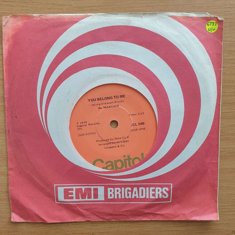 Al Martino  You Belong To Me - Vinyl 7" Record - Very-Good+ Quality (VG+) (verygoodplus7)
