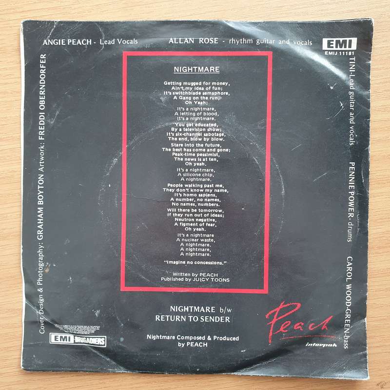 Peach  Nightmare - Vinyl 7" Record - Very-Good+ Quality (VG+) (verygoodplus7)