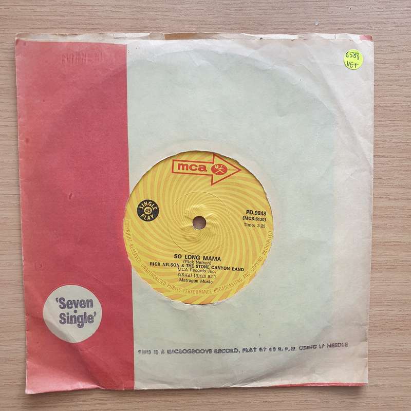 Rick Nelson & The Stone Canyon Band  Garden Party - Vinyl 7" Record - Very-Good+ Quality (VG+)...