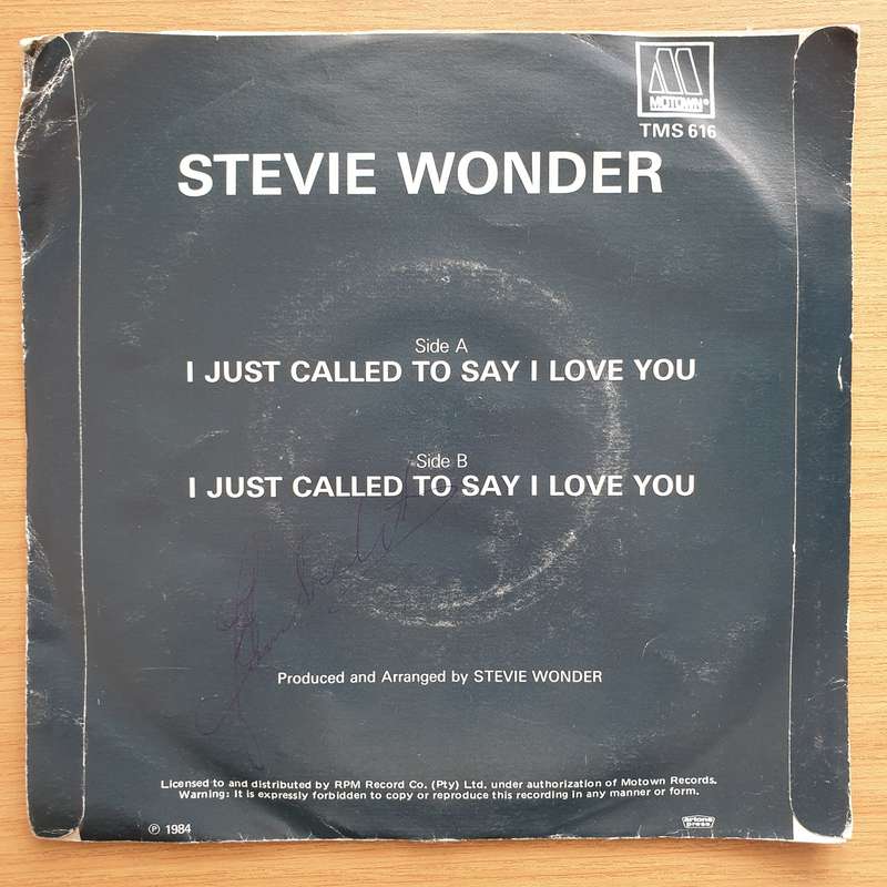 Stevie Wonder  I Just Called To Say I Love You - Vinyl 7" Record - Very-Good+ Quality (VG+) (v...