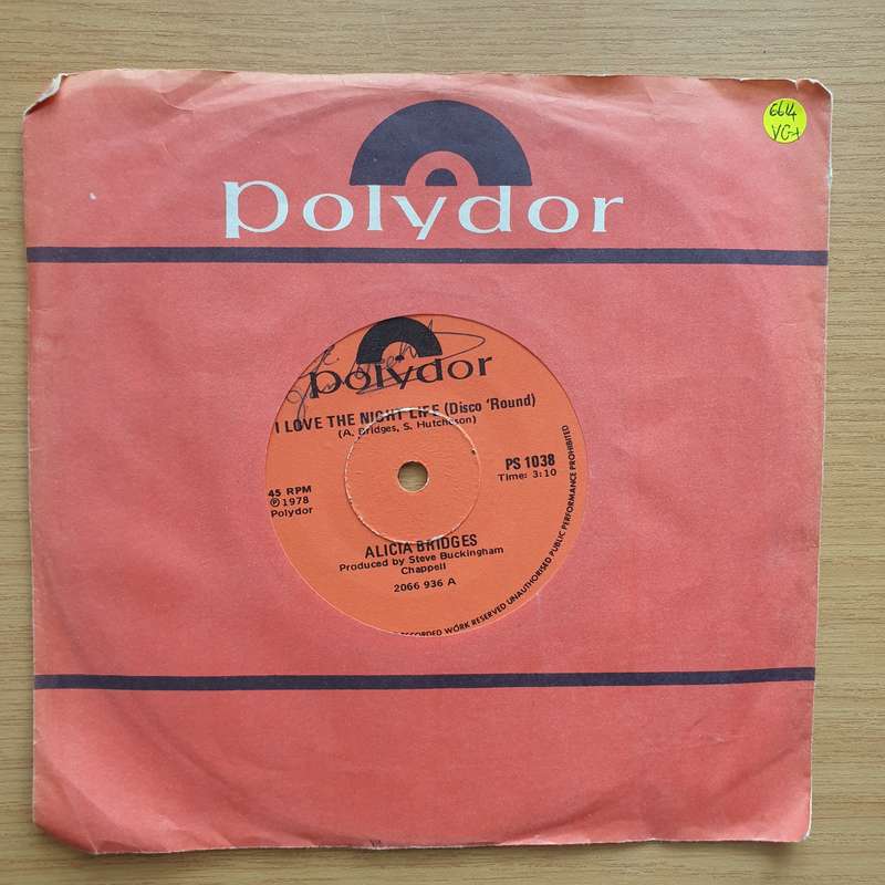 Alicia Bridges  I Love The Nightlife (Disco 'Round) - Vinyl 7" Record - Very-Good+ Quality (VG...