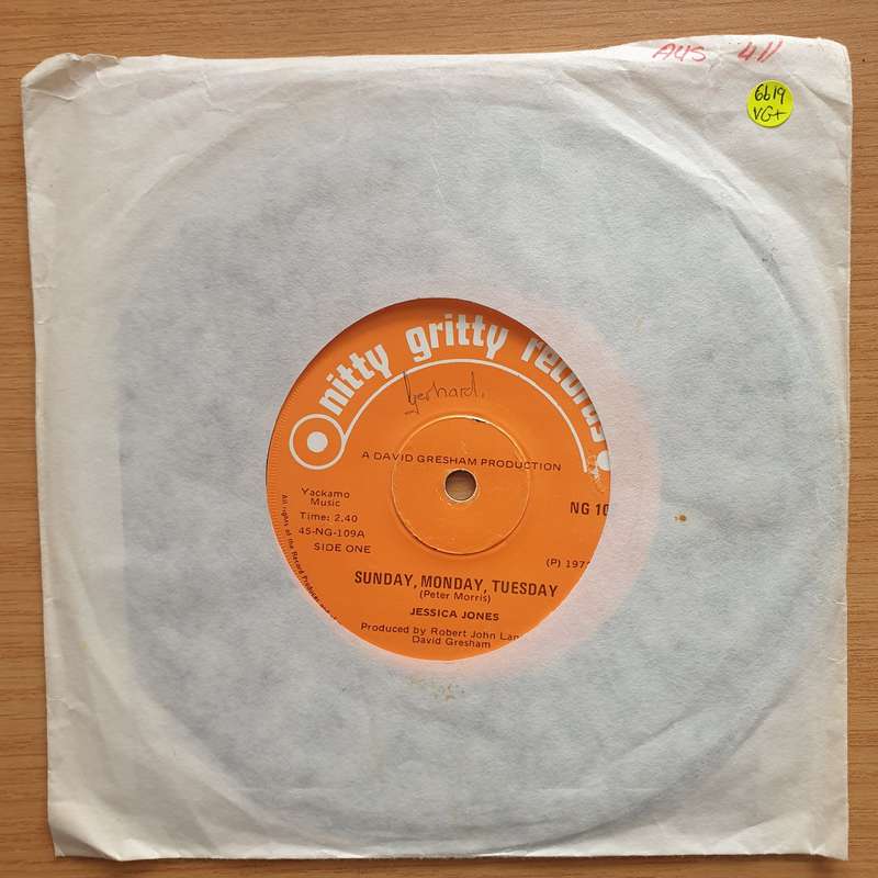Jessica Jones  Sunday, Monday, Tuesday - Vinyl 7" Record - Very-Good+ Quality (VG+) (verygoodp...