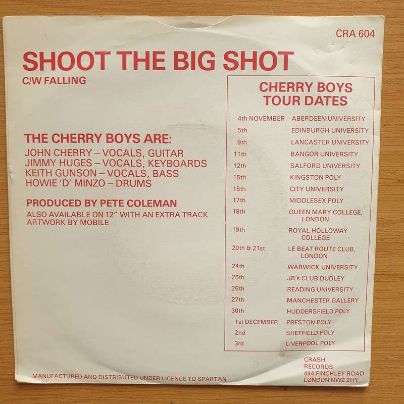 The Cherry Boys  Shoot The Big Shot - Vinyl 7" Record - Very-Good+ Quality (VG+) (verygoodplus7)